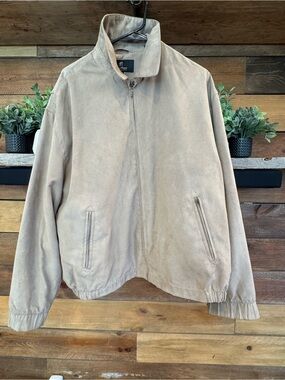 Lightweight Beige Suede Zip Jacket